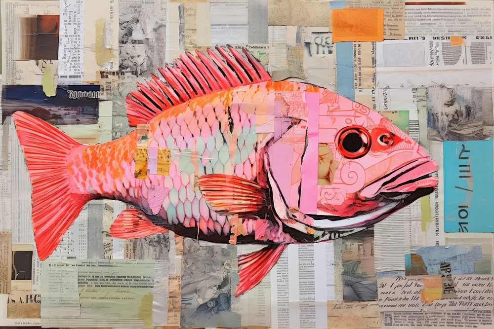 Fish collage animal art.