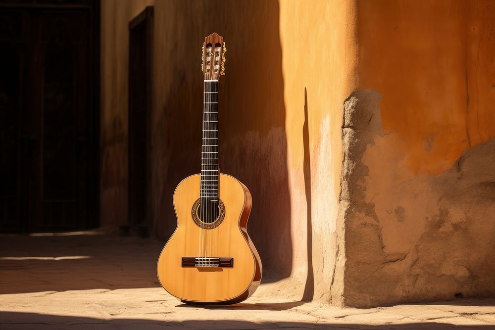 Classical guitar street music wall.