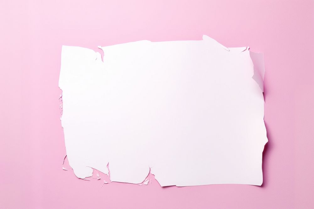 Pink paper backgrounds torn.