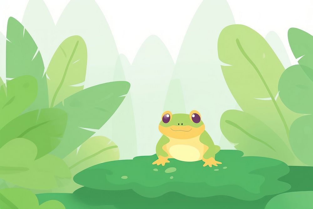 Frog cute animal amphibian wildlife cartoon.