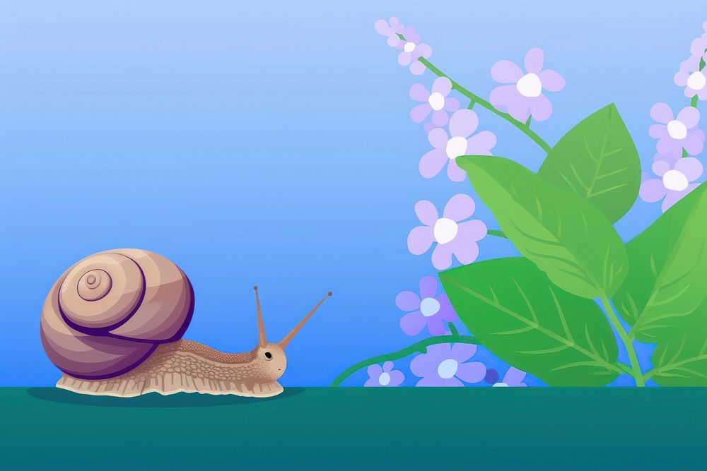 Snail realistic cartoon animal flower.