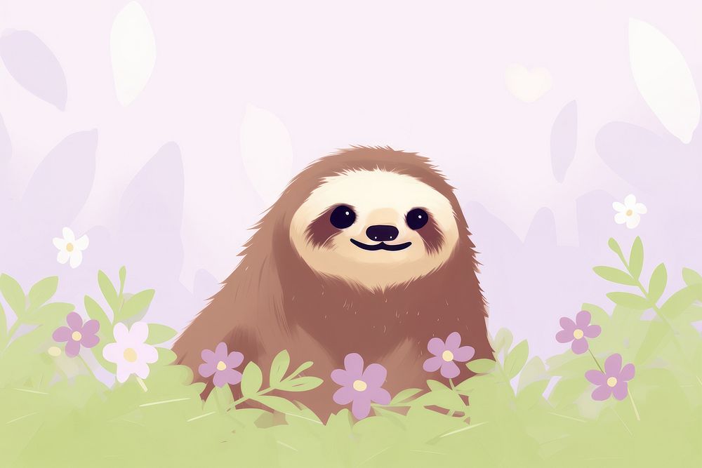 Sloth cute animal wildlife cartoon mammal.