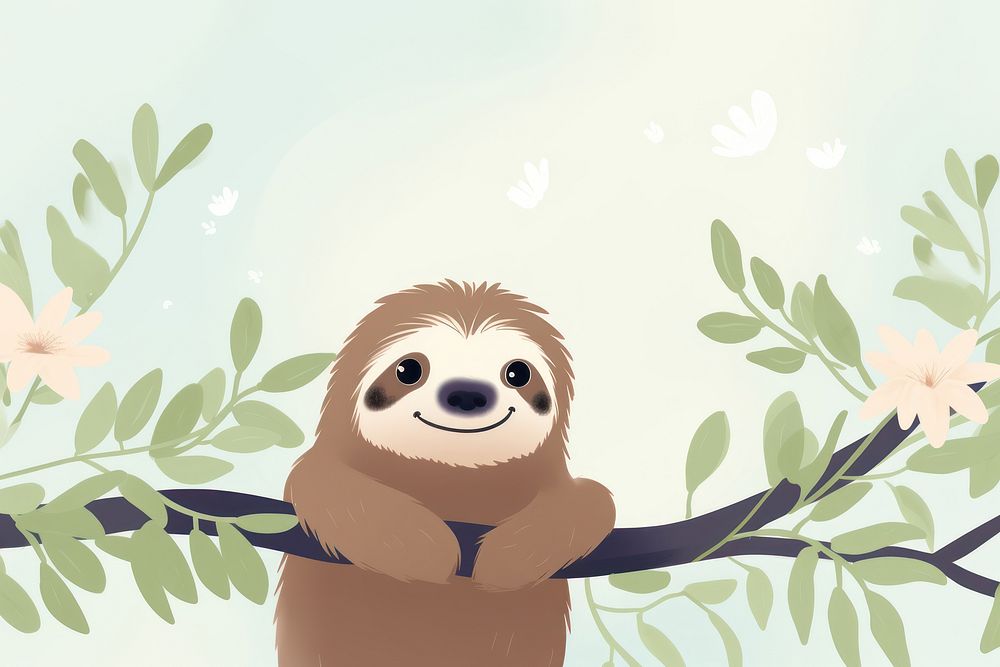 Sloth cute animal cartoon wildlife mammal.