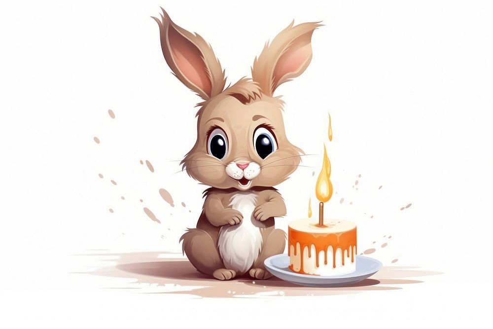 Rabbit with cake concept animal dessert cartoon.