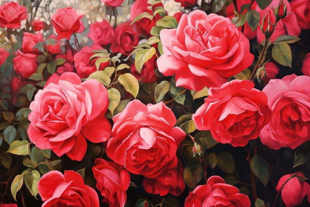Red rose bushes painting backgrounds flower.