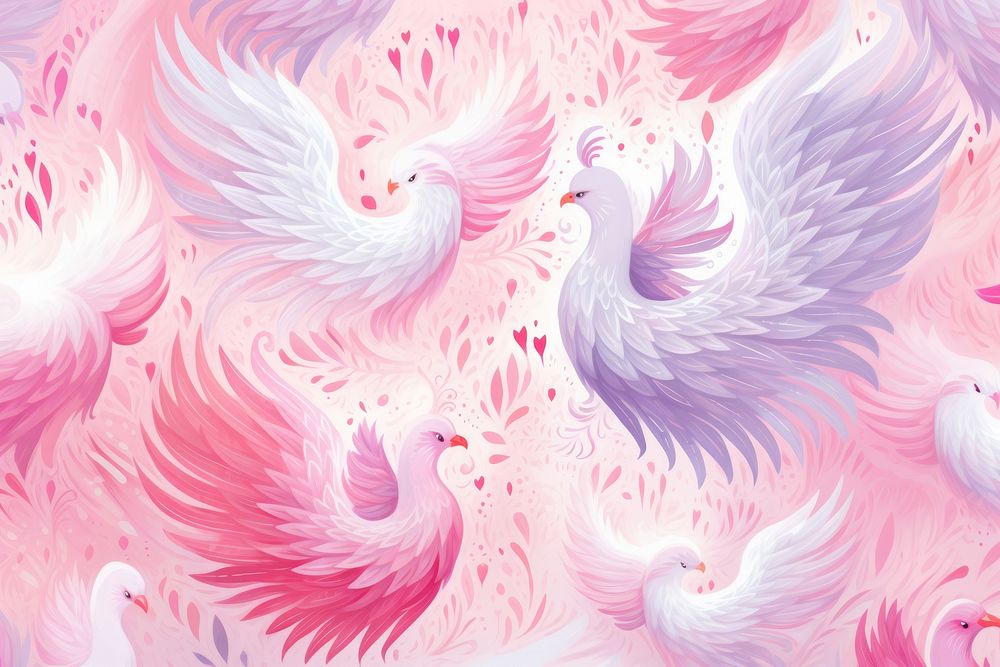 Heart pattern animal pink bird.