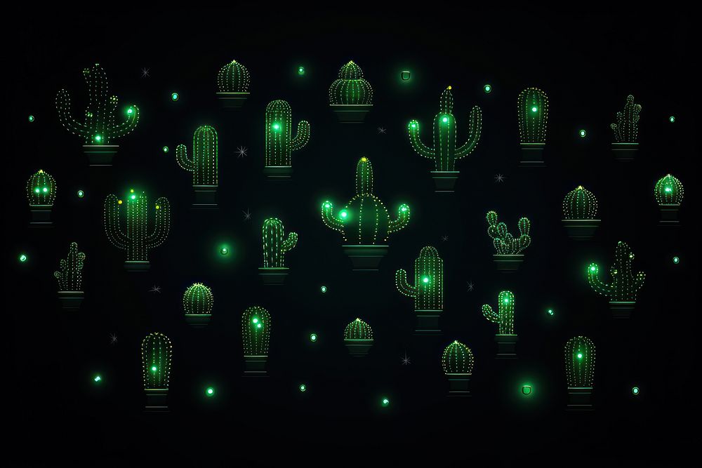 Cactus icons dark background backgrounds technology abstract.