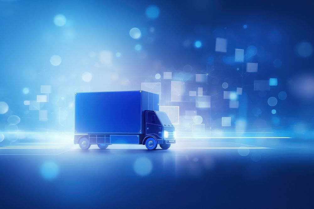 Shipping blue background abstract vehicle truck.