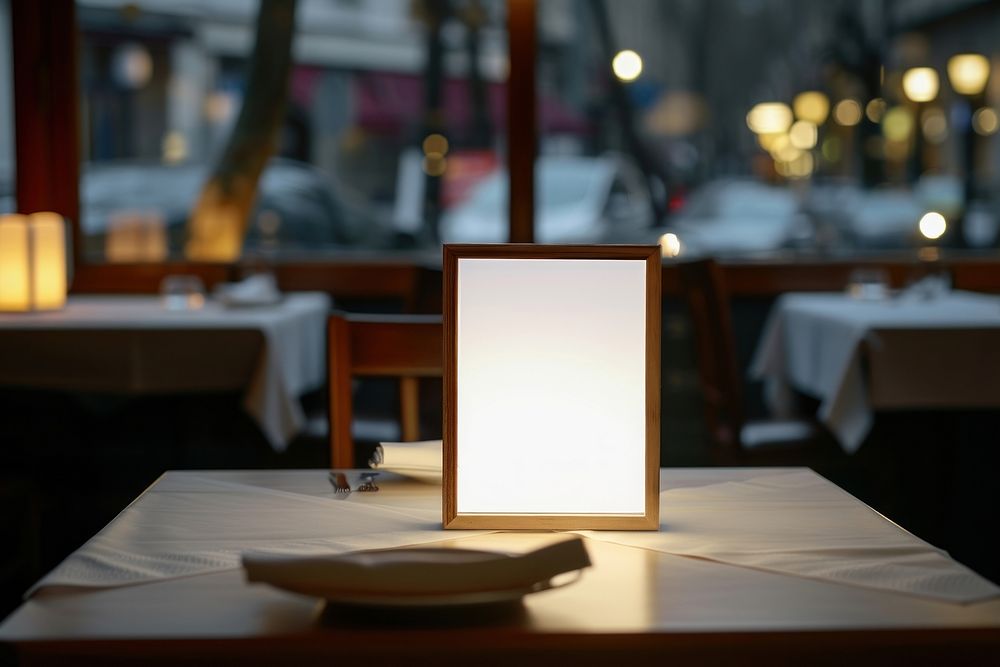 Table reservation restaurant lighting glass.
