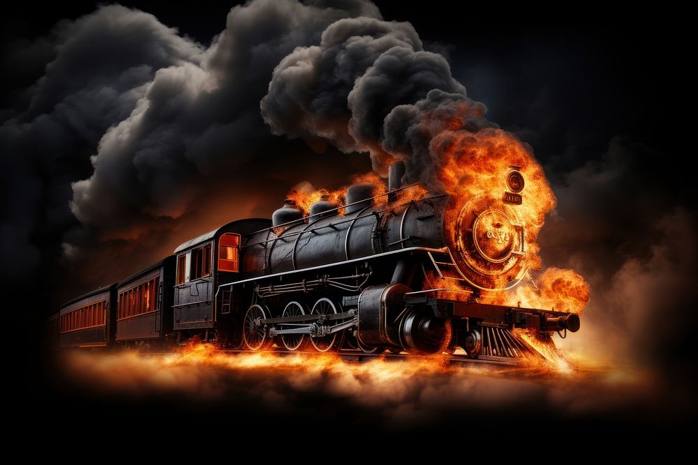 Train locomotive vehicle smoke.