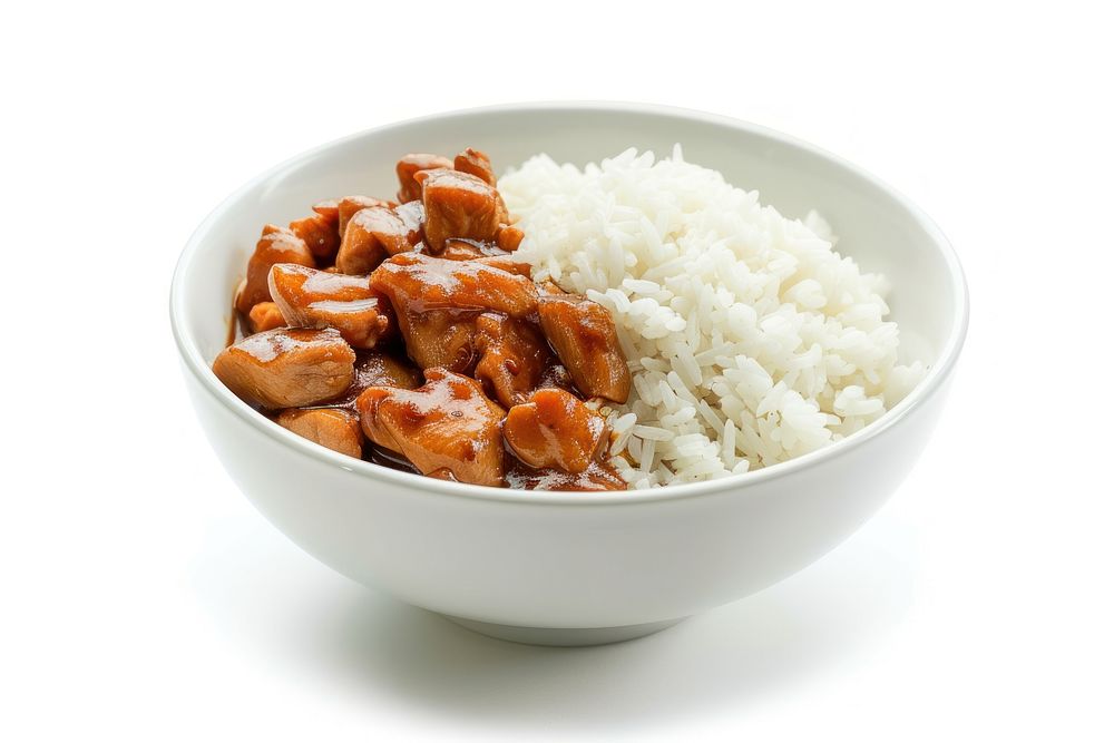 Rice bowl food meat.