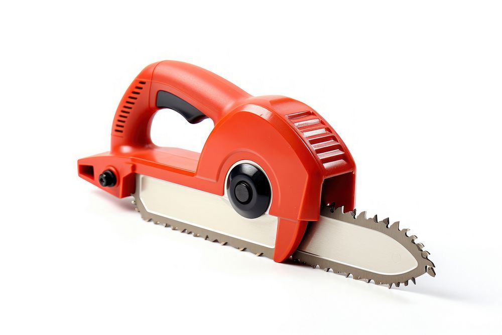 Tool toy saw chainsaw white background equipment.
