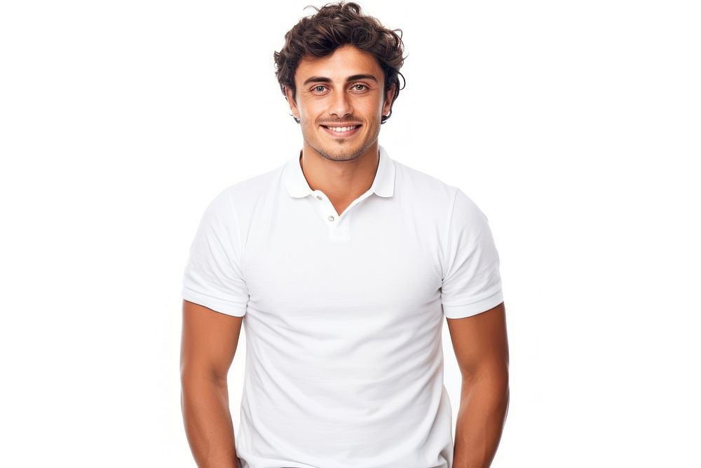 Young handsome caucasian man shirt smile portrait.