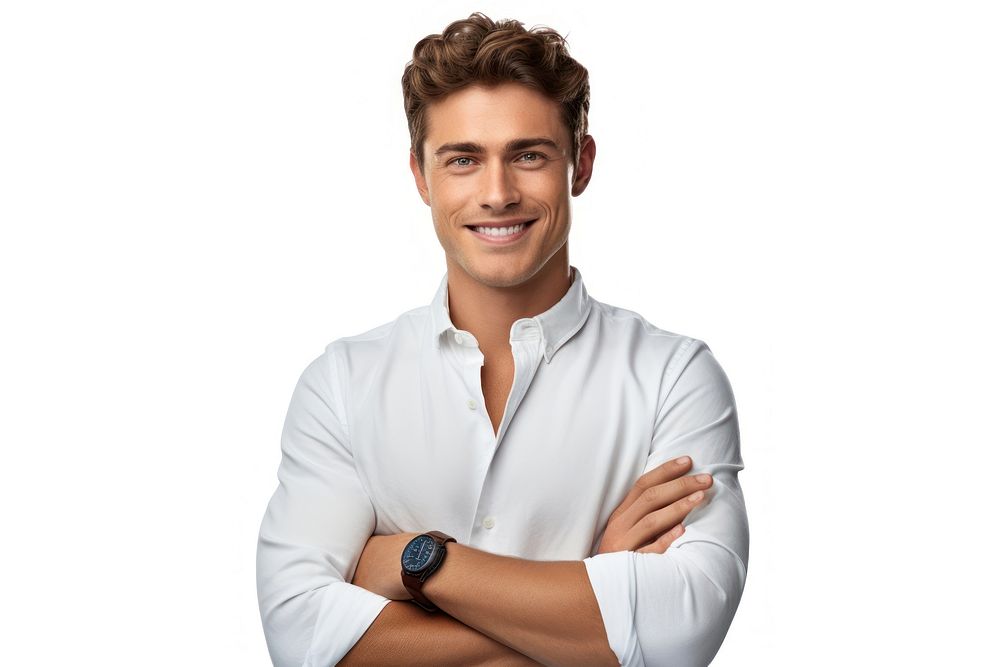 Young handsome caucasian man smile portrait looking.