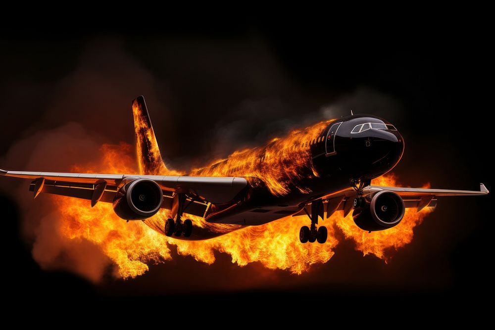 Airplane fire aircraft airliner.