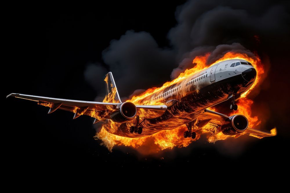 Airplane fire aircraft airliner.