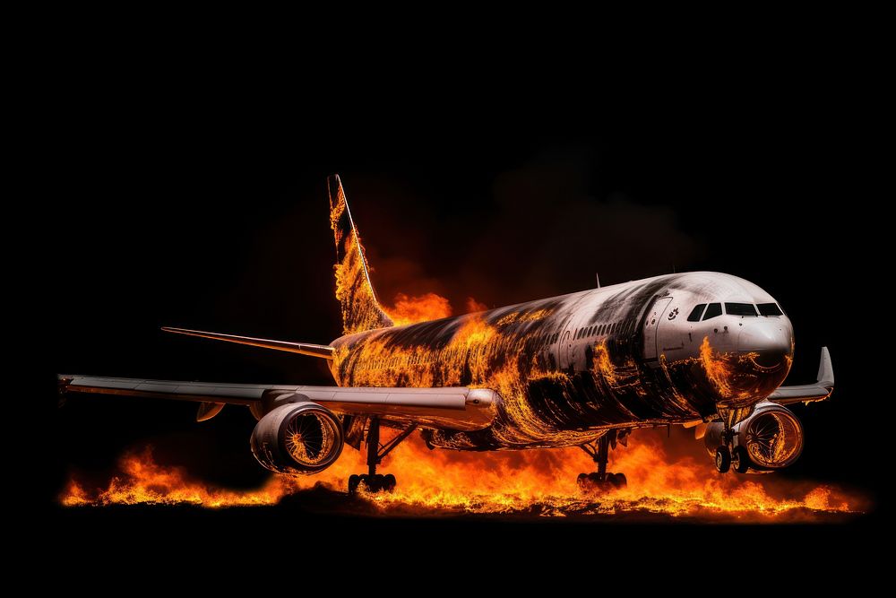Airplane fire aircraft airliner.