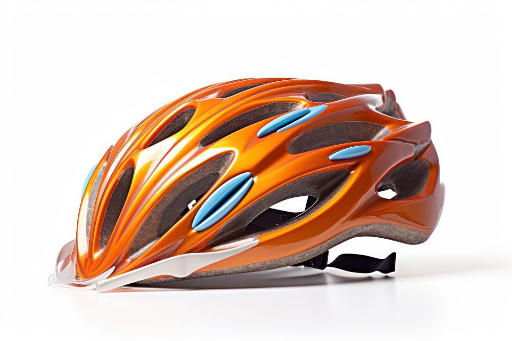 Bicycle helmet white background protection headgear.