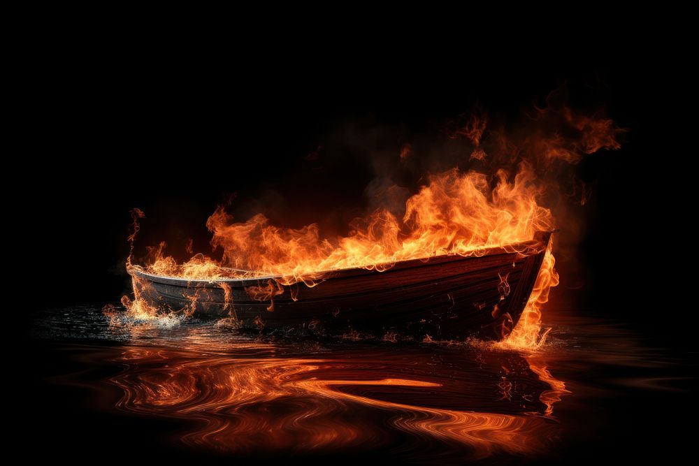 Boat fire outdoors vehicle.