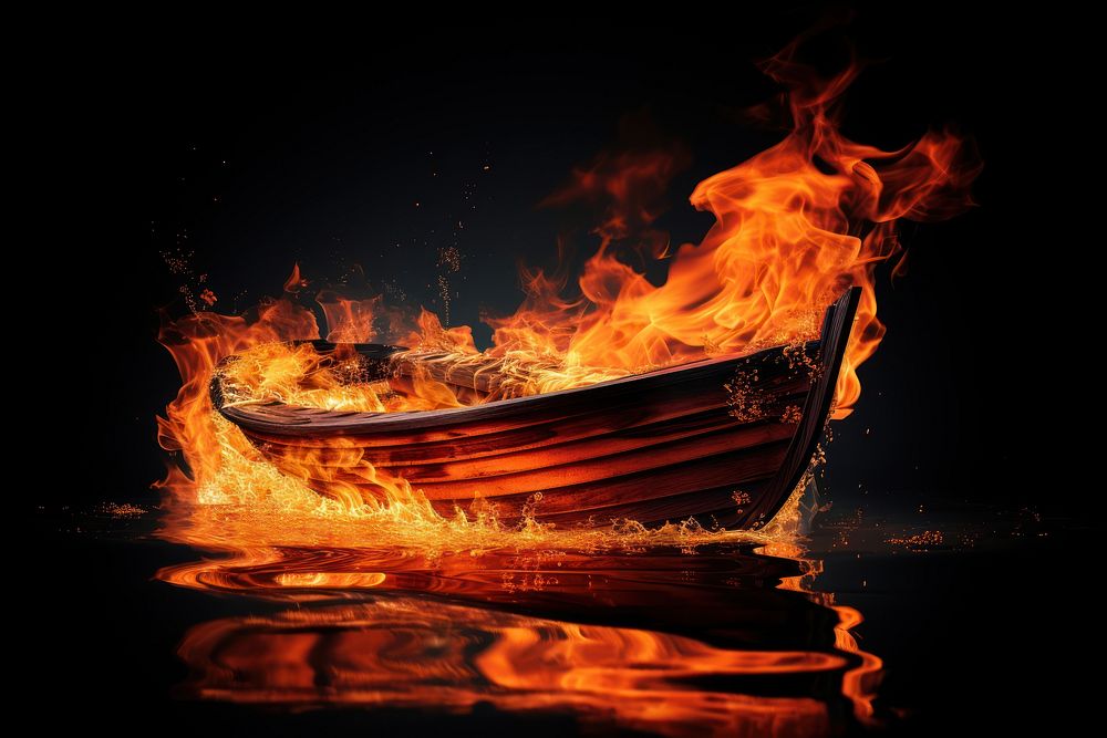 Boat fire outdoors bonfire.