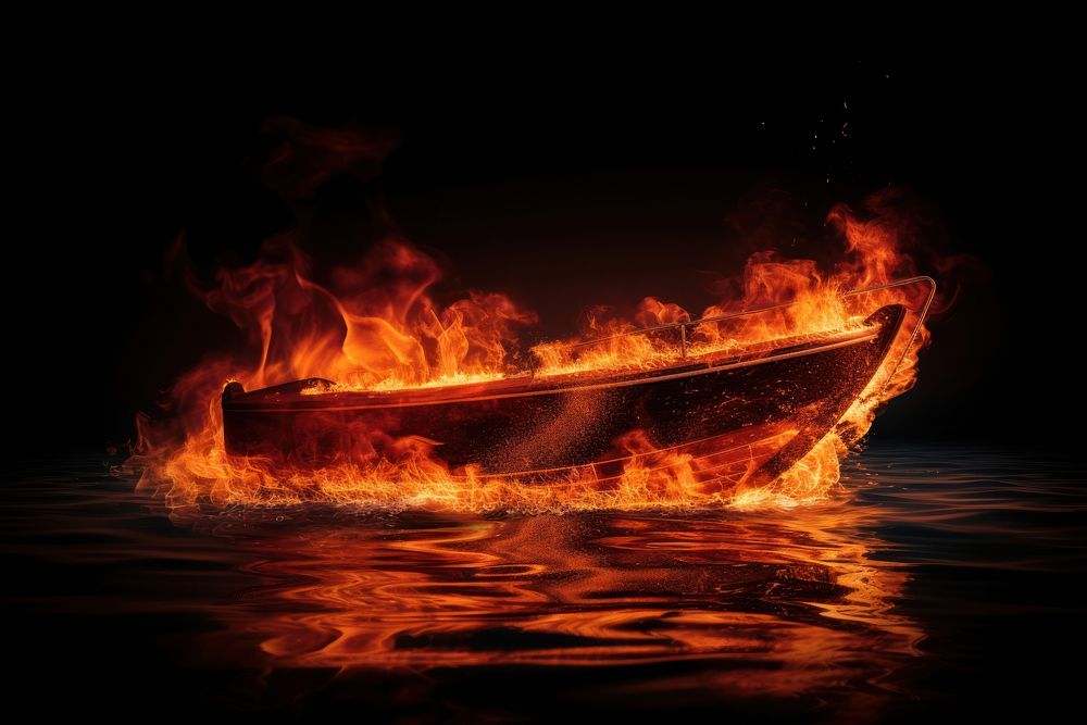 Boat fire outdoors vehicle.