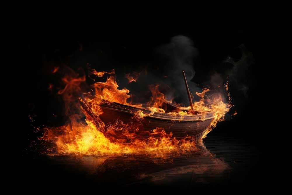 Boat fire vehicle bonfire.
