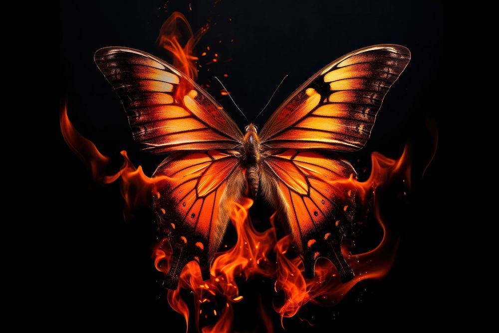 Butterfly fire insect flame.
