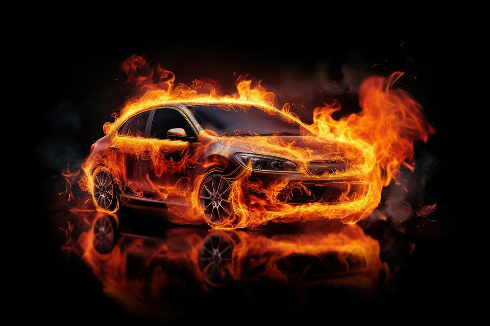 Car fire vehicle flame.