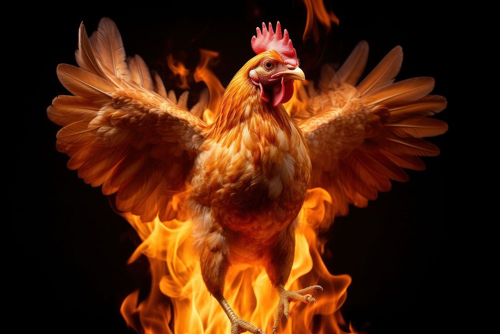 Chicken fire poultry animal.