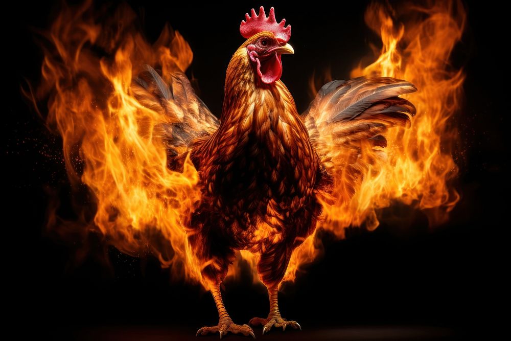 Chicken fire poultry animal.