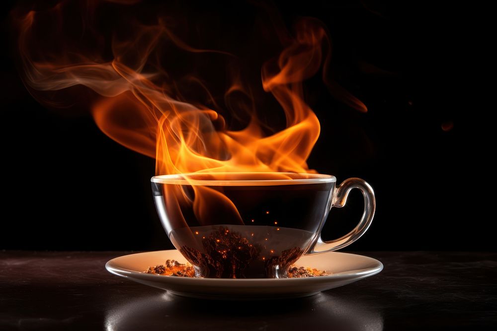 PNG Coffee saucer drink fire.