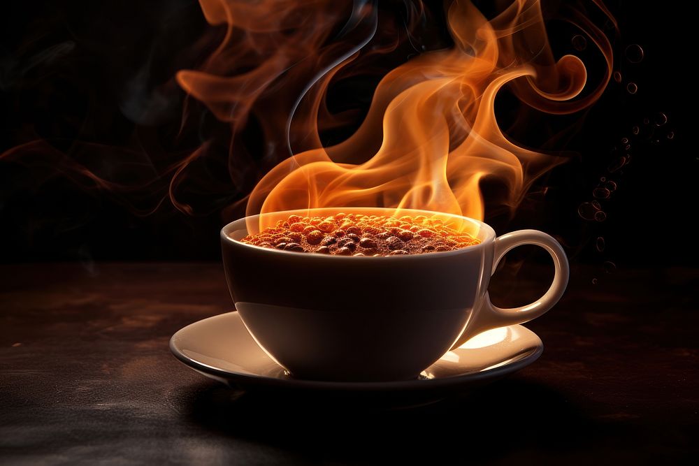 PNG Coffee saucer drink fire.