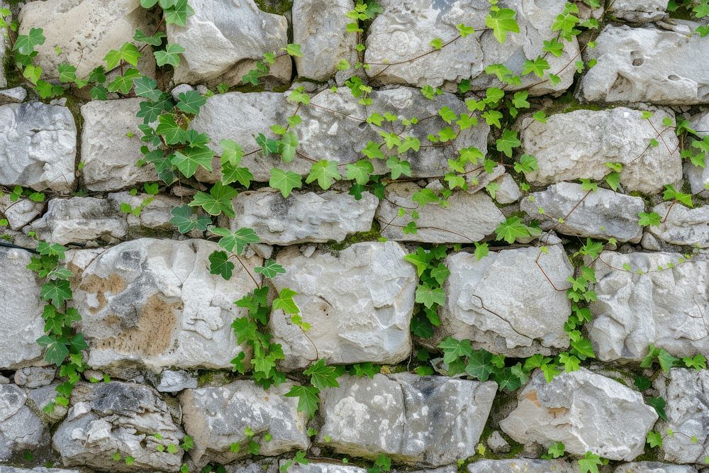 Limestone wall backgrounds plant.