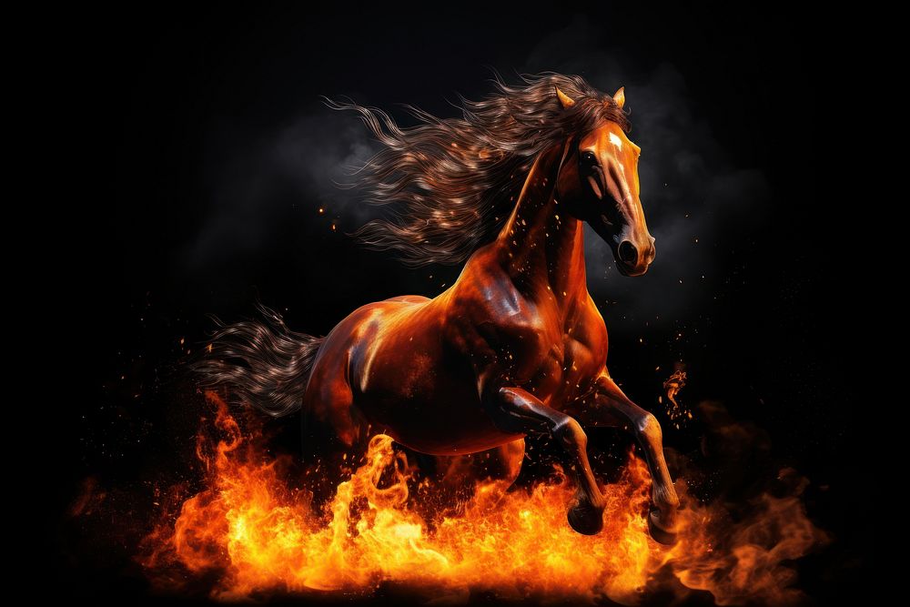 PNG Horse fire stallion animal.