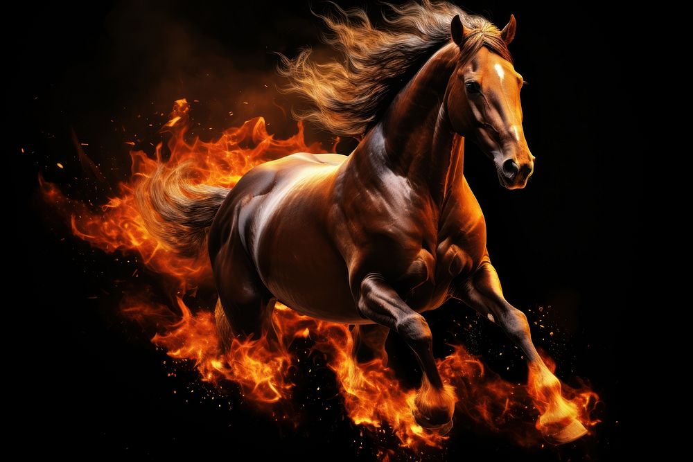 PNG Horse fire stallion animal.
