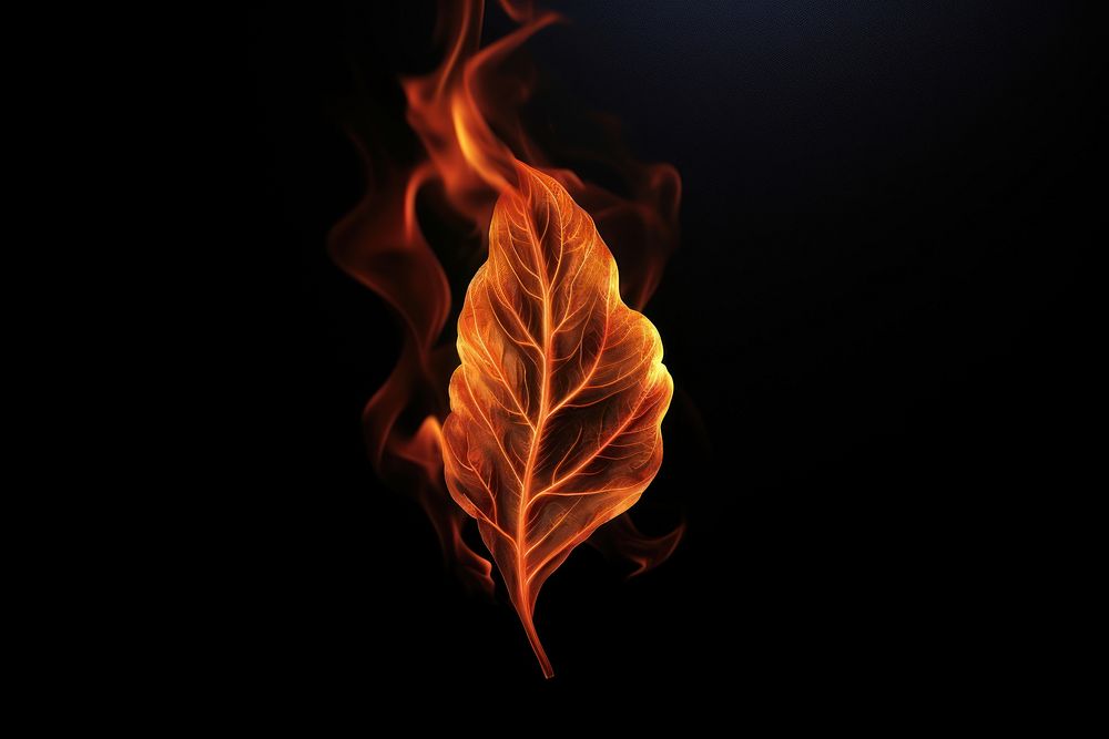 PNG Leaf fire flame black background.