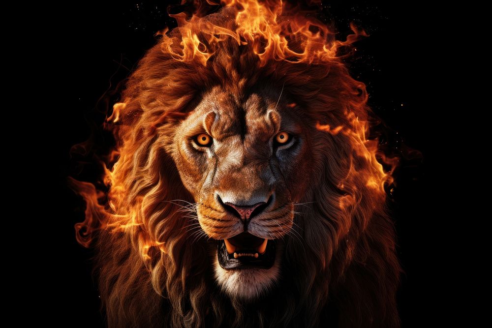 Lion mammal animal fire.