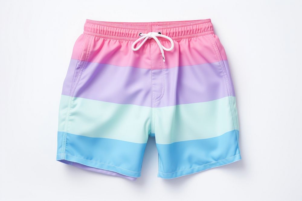 Pastel swim Trunks trunks shorts white background.