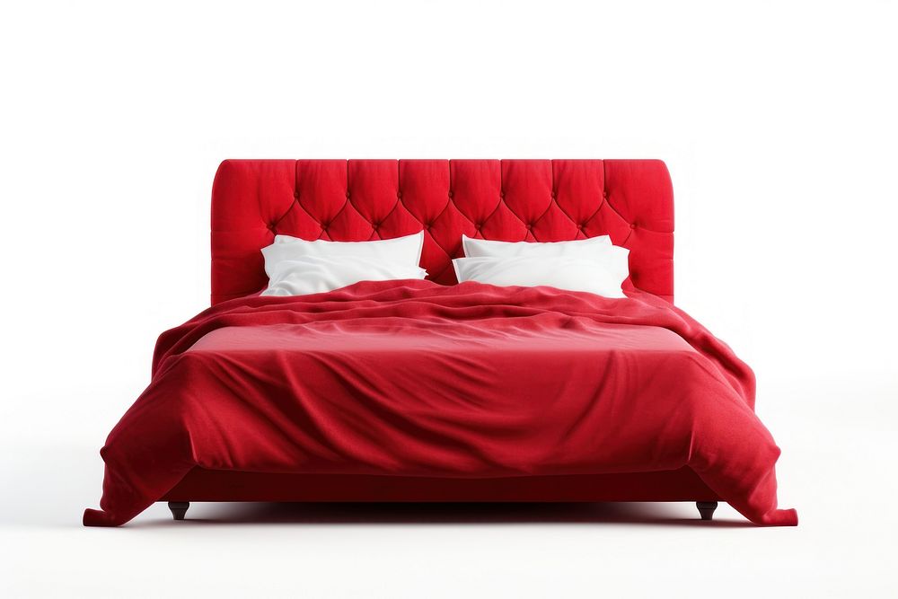 Red bed furniture cushion bedroom.