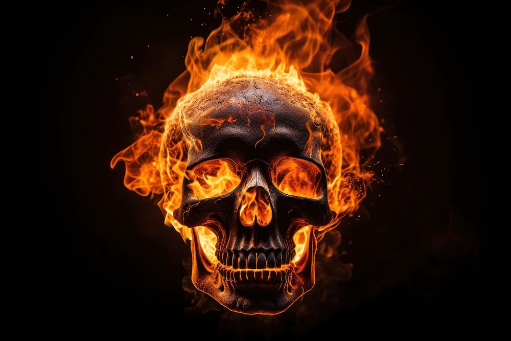 Skull fire bonfire flame.