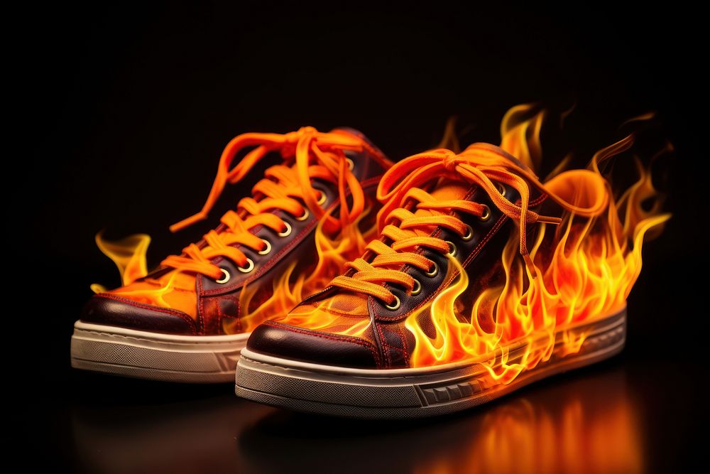 Shoes footwear black fire.