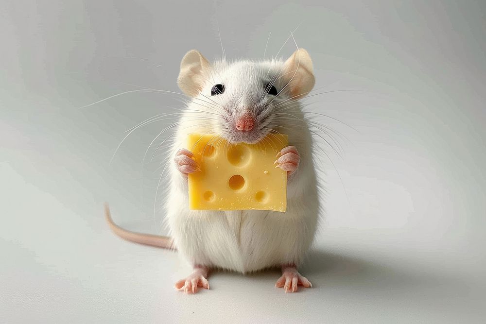 Rat holding cheese animal mammal rodent.