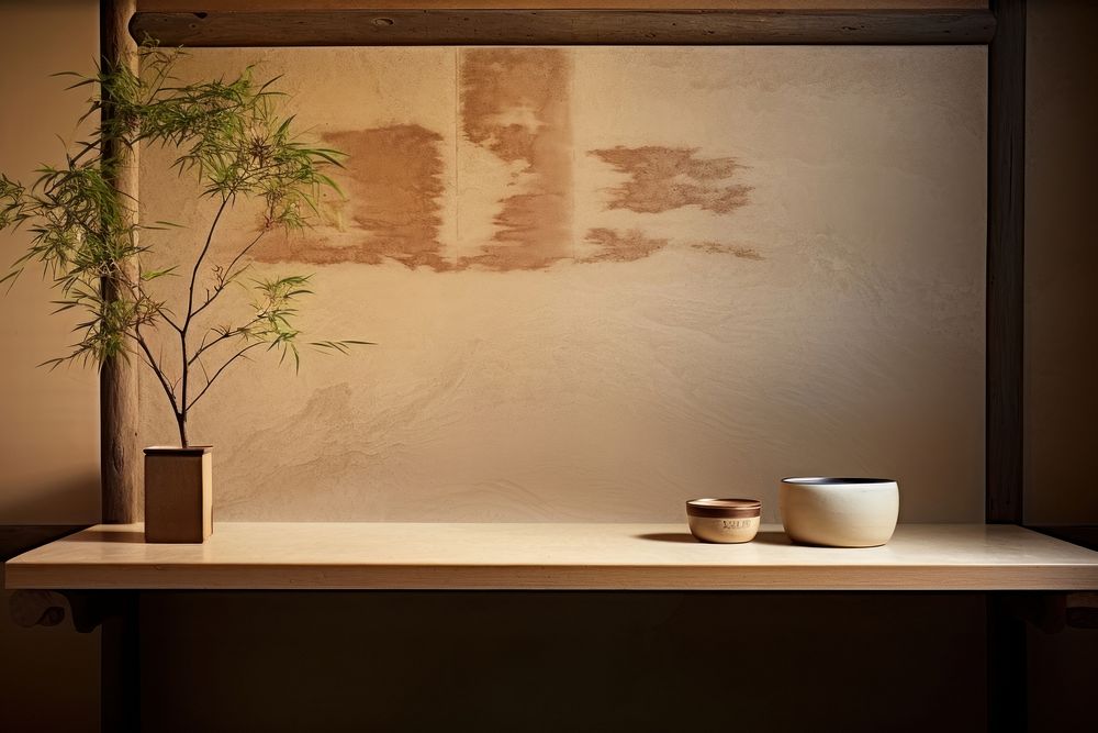 Japanese kitchen interior window plant cup.