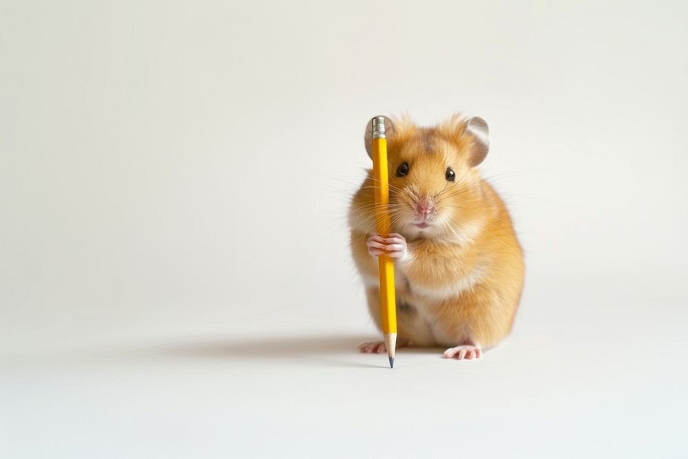Hamster holding pencil animal rodent mammal.