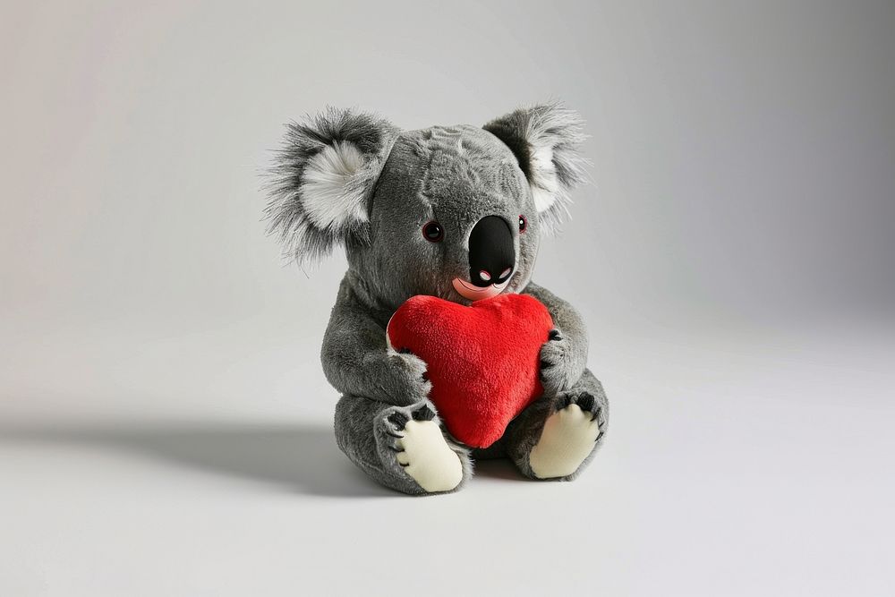 Koala holding heart mammal animal plush.