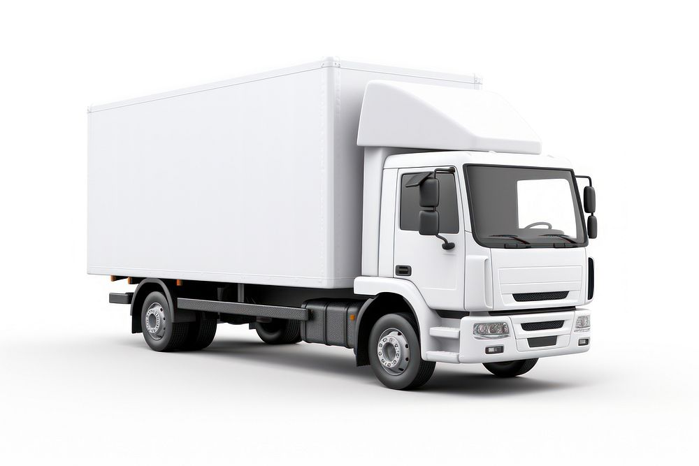 White cargo truck vehicle van white background.