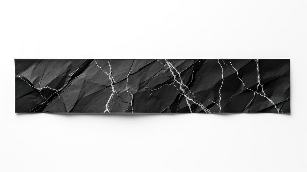 Black marble adhesive strip white background monochrome cracked.