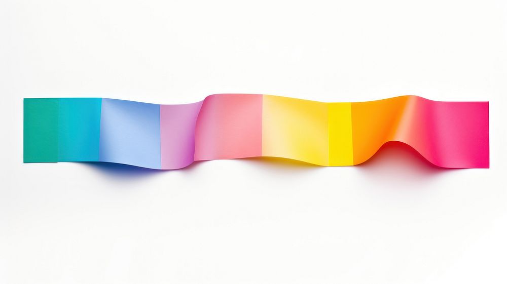 Colorful tape adhesive strip paper art white background.