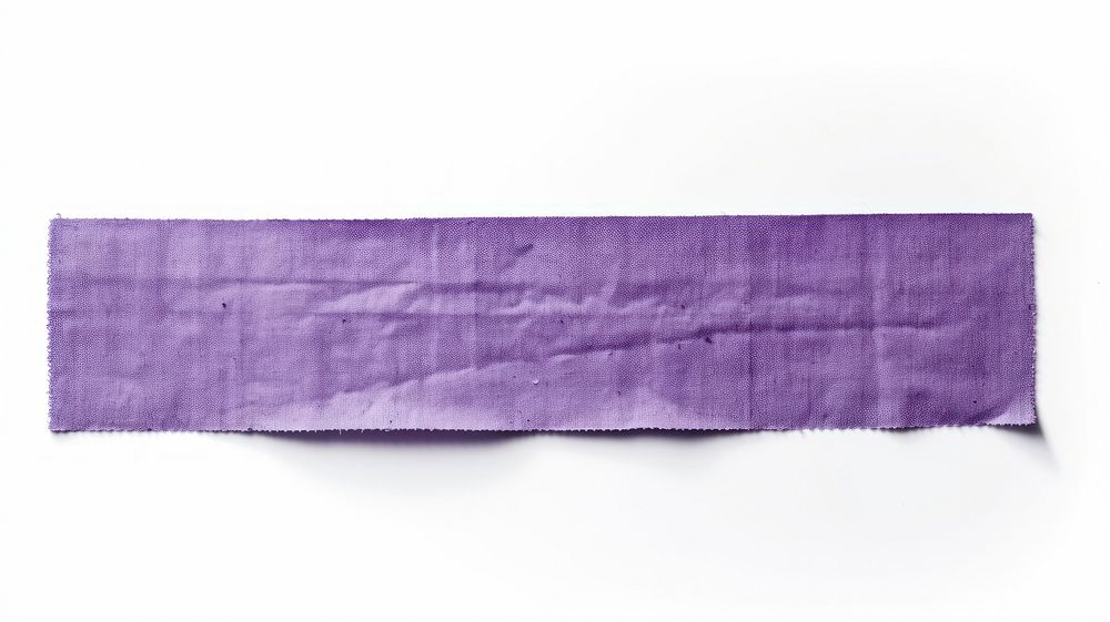 Fabric purple adhesive strip white background rectangle textured.