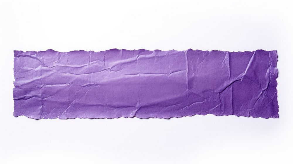 Plastic purple adhesive strip paper white background crumpled.